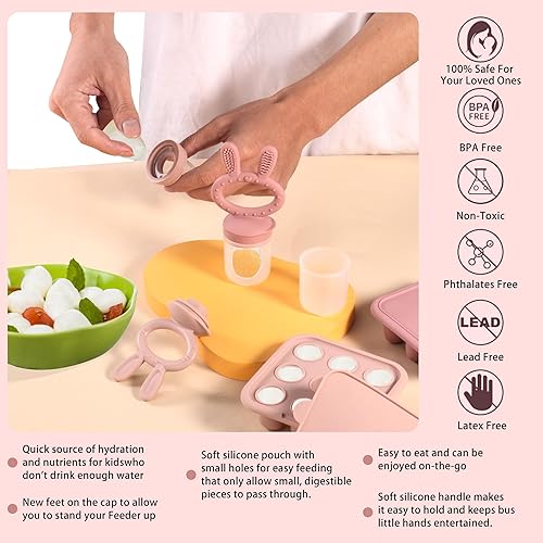 Miniatura 5 de WAJIAYON Moldes para paletas de leche materna de conejo de Pascua y alimentador de frutas para bebés, recipientes de almacenamiento de bandeja para