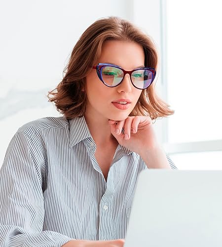 Miniatura 2 de FEISEDY Gafas de bloqueo de luz azul ojo de gato falso nerd transparente gafas de computadora TR marco de moda B0040