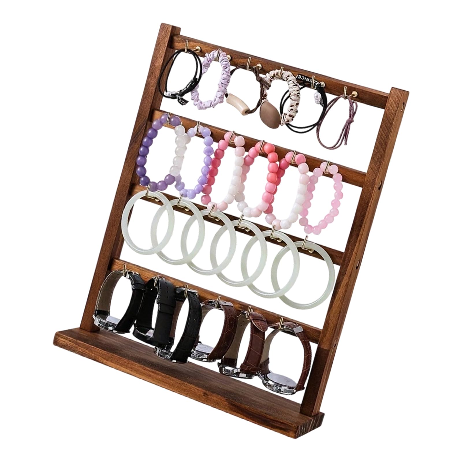 Msioytog Wooden Jewelry Display Stand for Earrings Necklaces Keychains and Pendants with Natural Finish for Home or Store Presentation Wooden Jewelry Display Stand