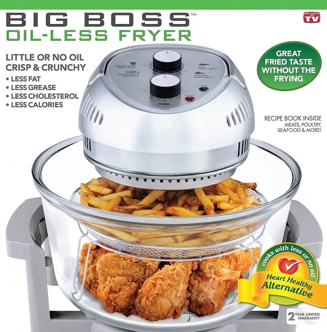 Super Brands Big Boss Air Fryer, Super Sized 16 Quart Large Air Fryer Oven Glass Air Fryer, Infrared Convection Healthy Meal Electric Cooker with Timer, Dishwasher Safe, Plus 50+ Recipe Book Product Deal Big Boss Air Fryer, Super Sized 16 Quart Large Air Fryer Oven Glass Air Fryer, Infrared Convection Healthy Meal Electric Cooker with Timer, Dishwasher Safe, Plus 50+ Recipe Book