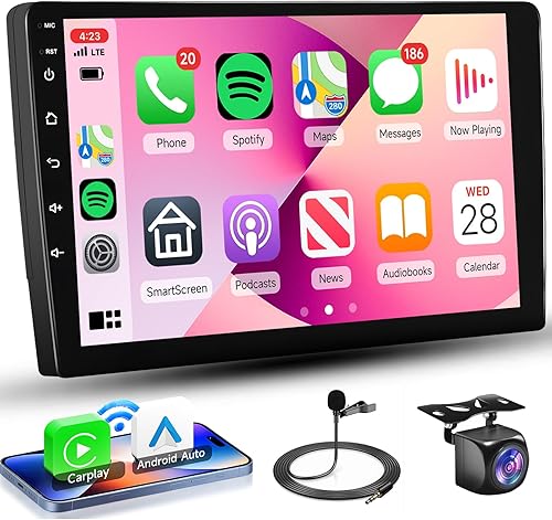 4Core 2G+32G 9 pulgadas Android 13 Car Stereo Double DIN Wireless Carplay Android Auto Mirror Link, Rimoody Car Radio Pantalla táctil con navegación