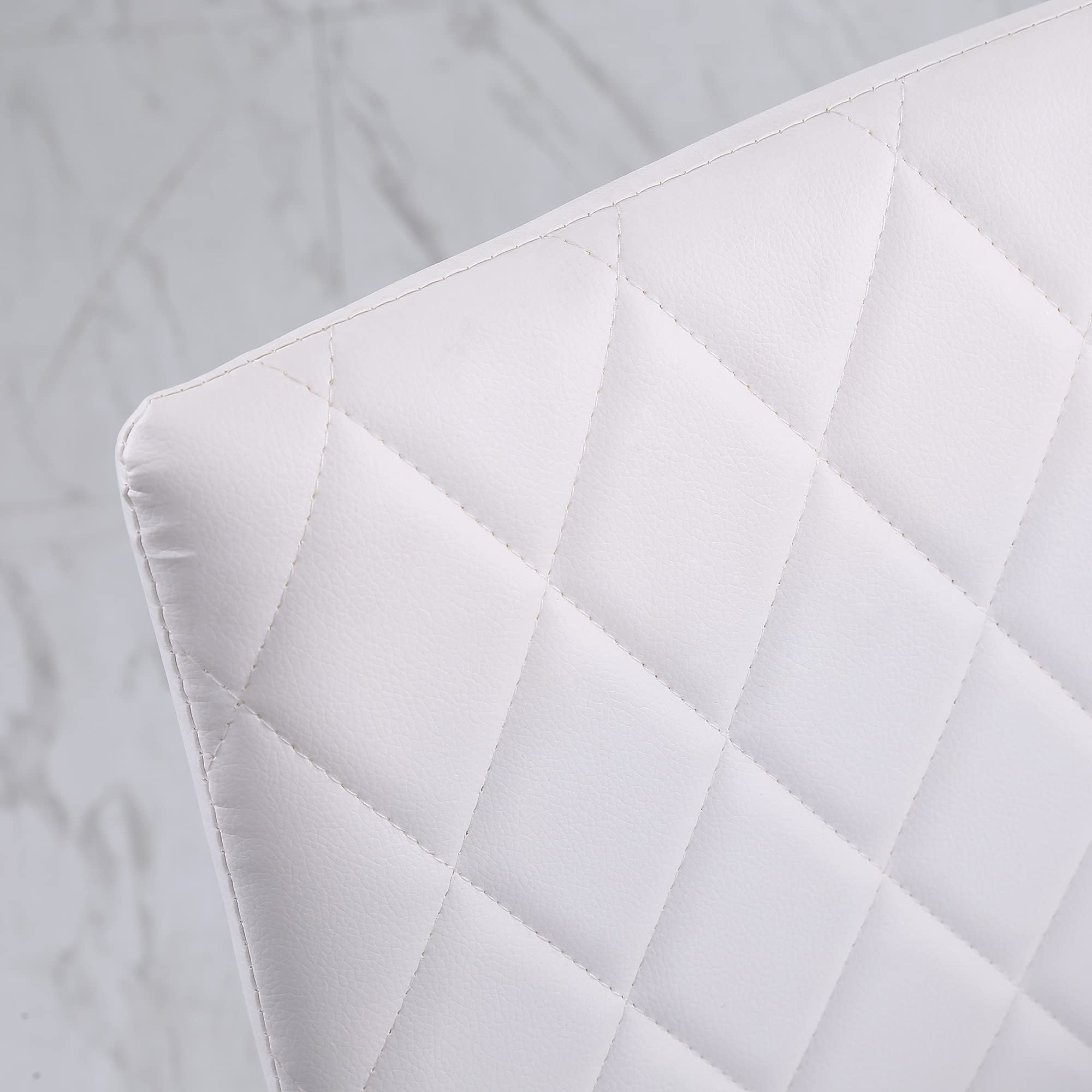 HOMCOM Set 4 Sedie per Soggiorno o Sala da Pranzo, Sedie Imbottite e Rivestite in Pelle PU Bianca, 41x50x91cm