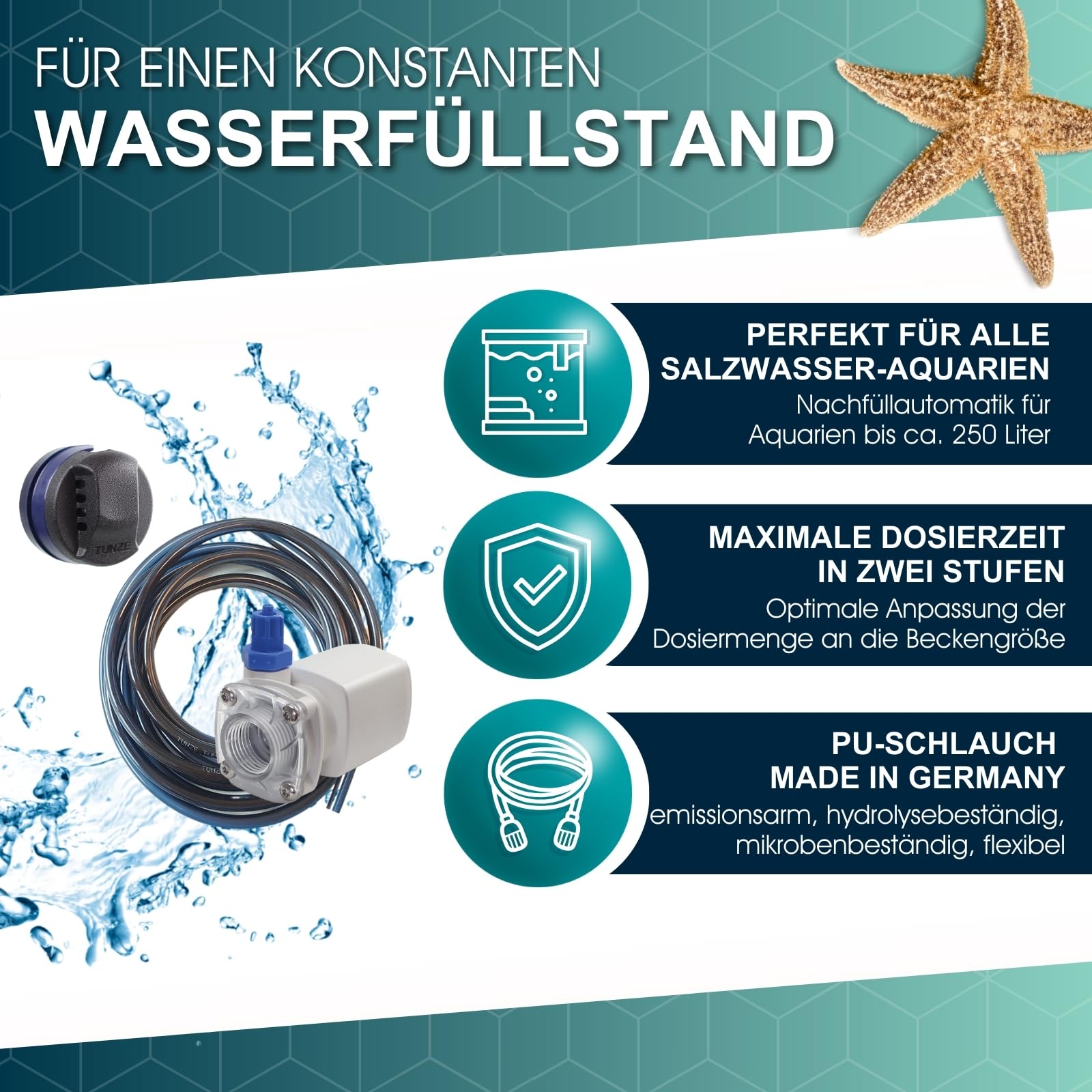 Tunze Osmolator 3 nano I Wasserstandsregler für Nano- & kleine Aquarien (bis zu 250l) I Wasserpegelregler mit Zeitüberwachung für Salzwasseraquarien I Water Level Sensor mit Magnethalterung