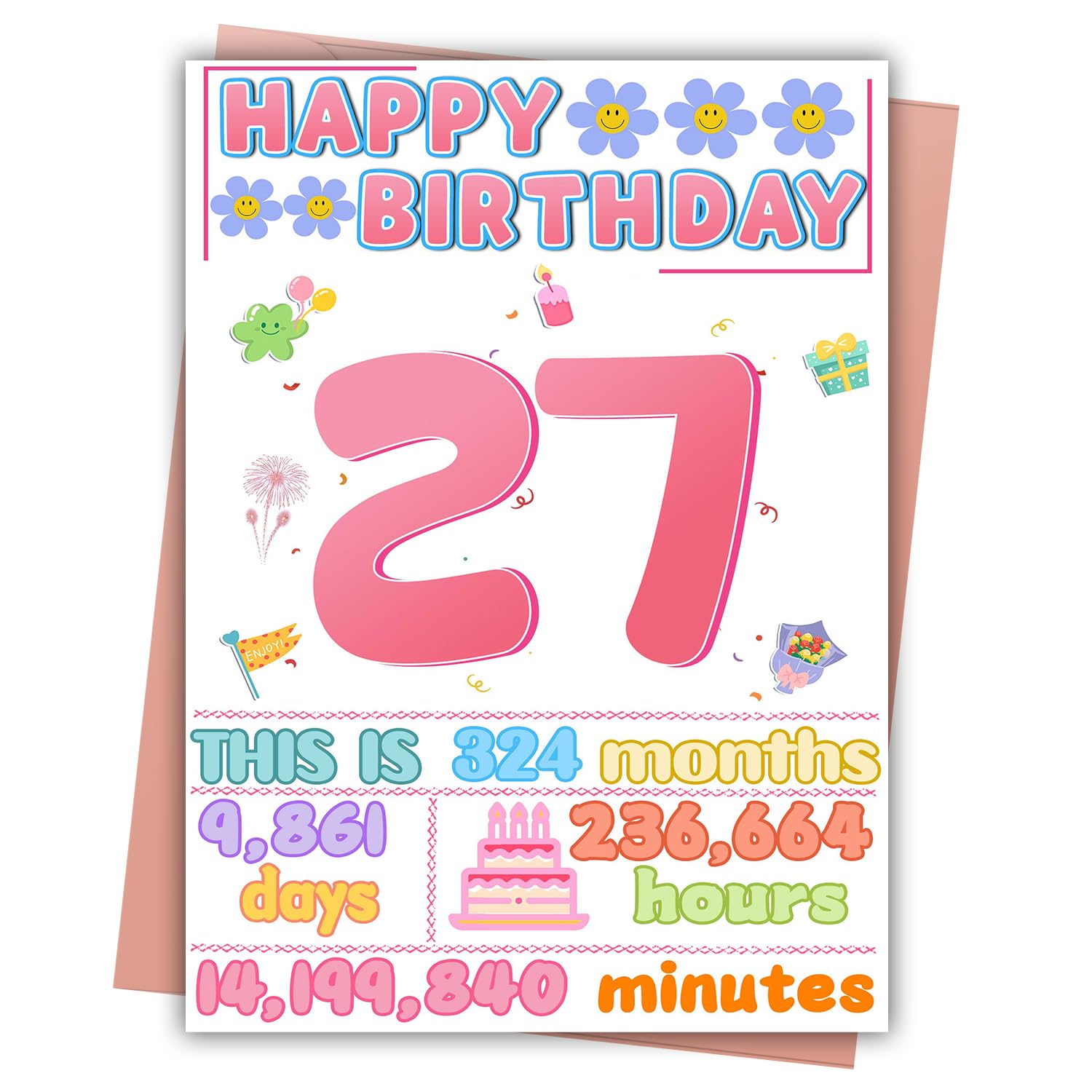 27th Birthday Card, Happy Birthday Decorations for Her, 27 Year Old Ideal Bday Gift for Daughter, Amazing Gift for Women