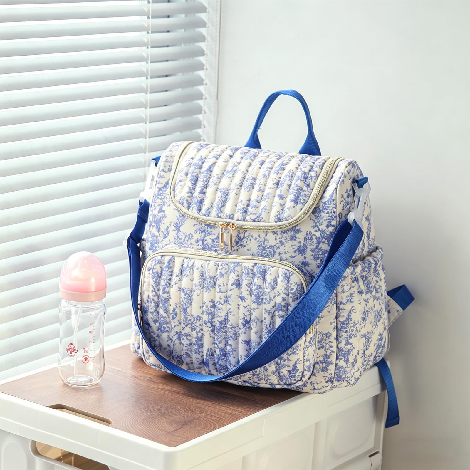 Praktischer Rucksack mit mehreren Aufbewahrungszonen, Haken und Wickeltasche aus Wassermaterialien, A, One Size, Massenschönheit