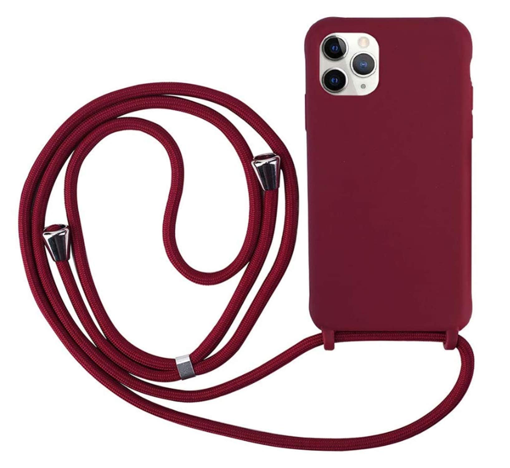 Funda Compatible con iPhone 16(6.1"),Ajustable Collar Correa de Cuello Cordón Cuerda Carcasa TPU Bumper Silicona Skin Caso para iPhone 16(6.1")-Rojo — view 59