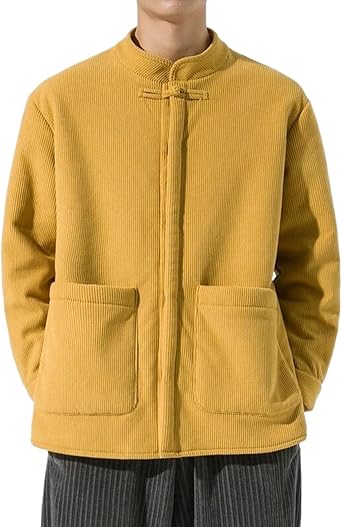 Fleece Jacket Mens Winter Warm Thickened Casual Stand Collar Parkas Chinese Style Coat