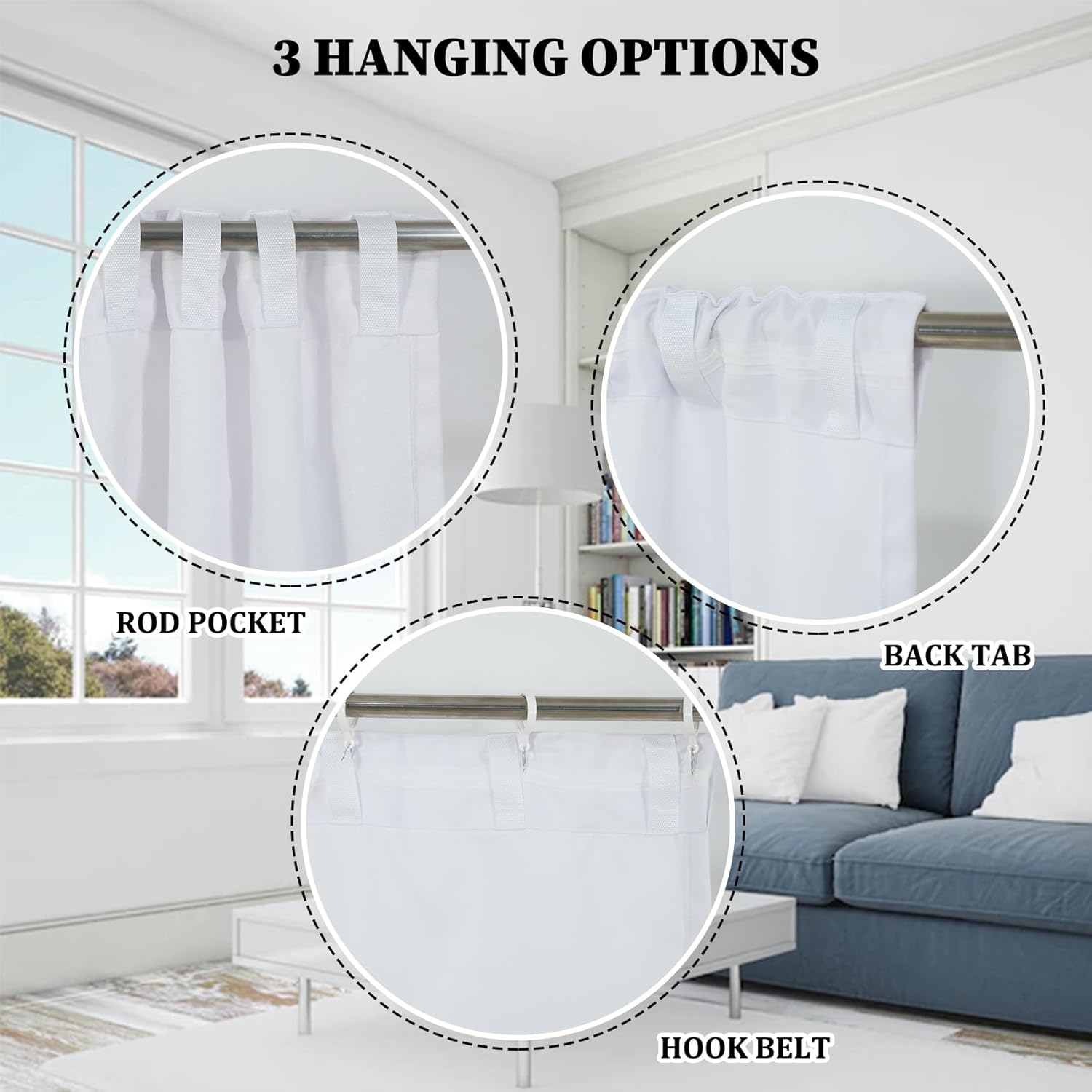 Renaiss 42 x 108 Inch Winter Snowman Curtains Kids Bedroom Small Window Blue Sky Snowflakes Window Tiers Curtains Kitchen Cabinet Bathroom Privacy Light Filter Linen Drapes with Rod Pocket 2 Panels