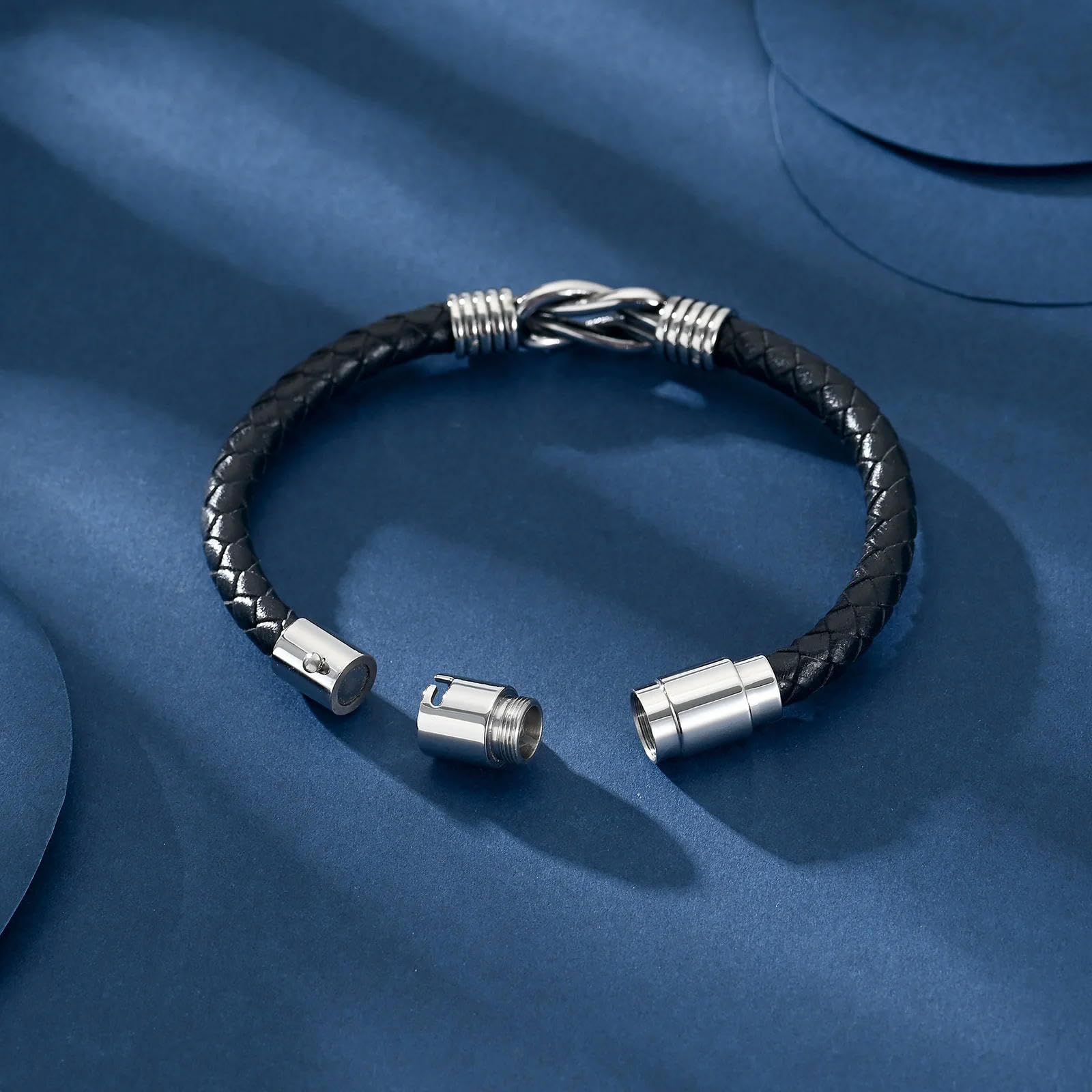 LLXYWJ Bransoletka kremacyjna dla popiołów dla kobiet mężczyzn urna pamiątkowa biżuteria pleciona skórzana opaska na nadgarstek zapięcie magnetyczne mankiet Bangle-Gold-24cm