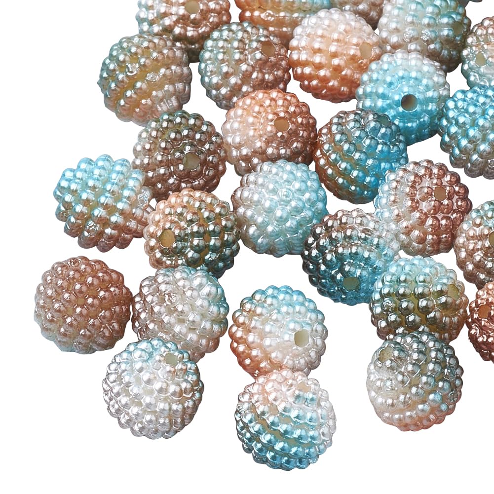 Cheriswelry 200Pcs Imitation Pearl Acrylic Beads Camel Berry Beads 10mm Round Combined Beads Rainbow Gradient Pearl Beads for Jewelry Making