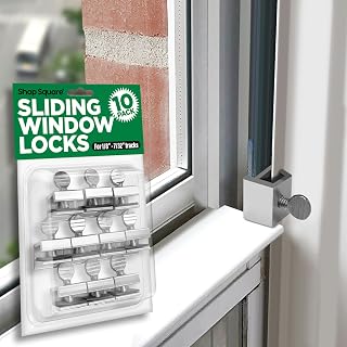 ShopSquare 10-Pack Adjustable Aluminum Window Locks for Vertical & Horizontal Sliding Windows/Doors - No-Drill Security Stoppers, 28-36mm Clearance