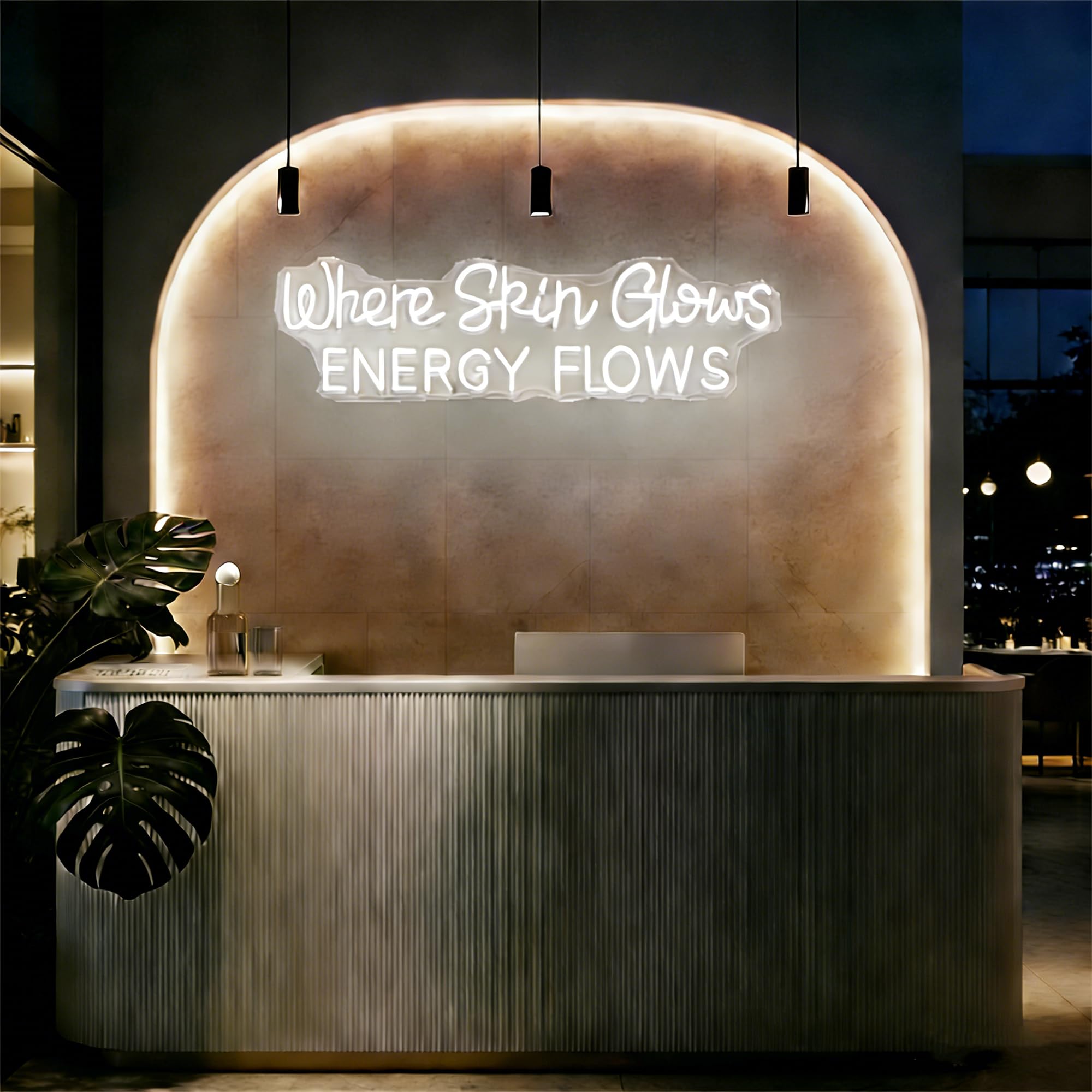 Where Skin Glows Energy Flows Led Neon Lights Sign for Home Spa Beauty Cosmetic Salon Wall Decor Spa