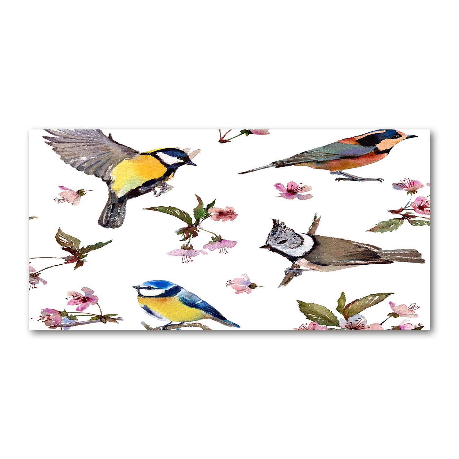 Image verre plastique animaux oiseaux fleurs de cerisier Tulup acrylique 140x70