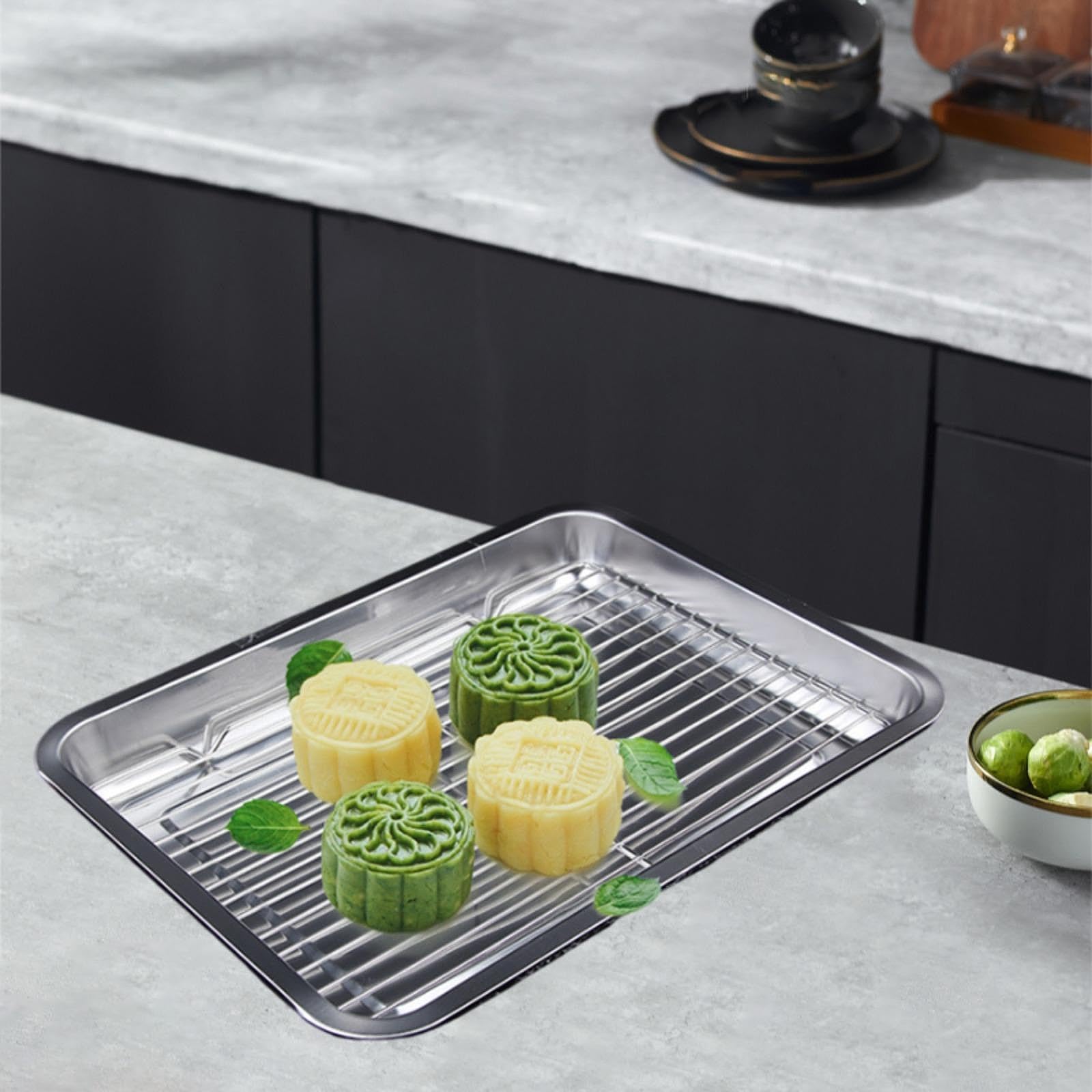 Backblech mit Rost, Backblech, Backutensilien, Abtropfschale, Tablett für, Tablett für, 50cmx35cmx48cm