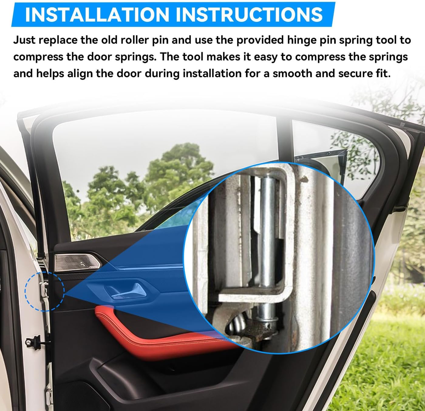 Door Hinge Pin and Bushing Repair Kit with Spring and Roller Pin Compatible with 1988-2002 C1500/C2500/C3500/K1500/K2500/K3500 Suburban Tahoe Yukon Escalade & Multiple Models Replaces 38436