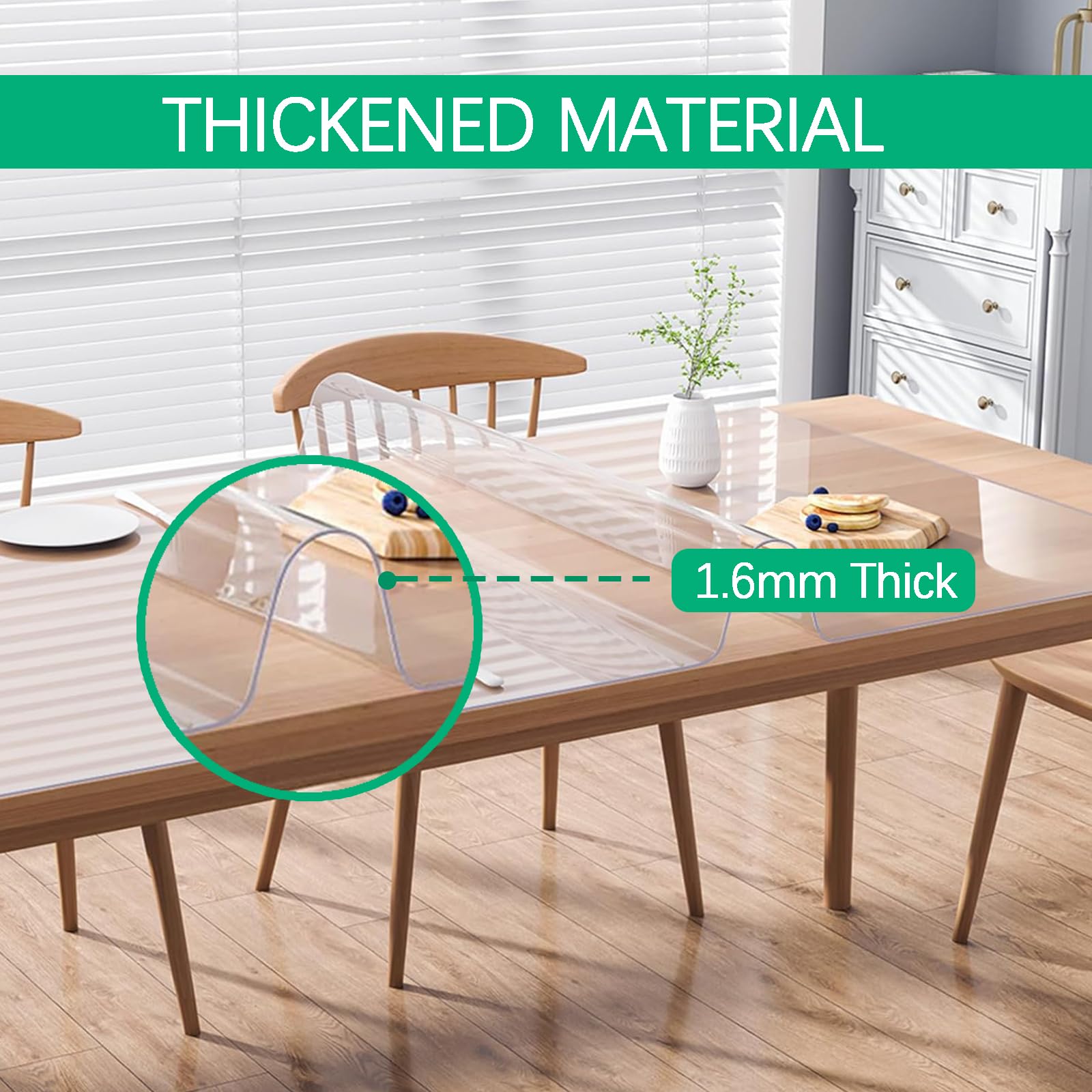 TransParent Protection de table 88,9 x 88,9 cm, 1,6 mm d'épaisseur, imperméable, en vinyle PVC, facile à nettoyer