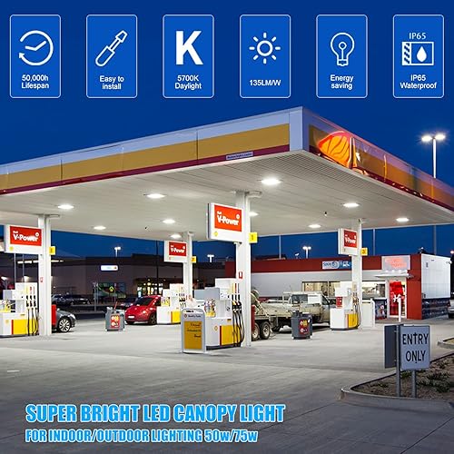 Miniatura 2 de Paquete de 2 lámparas LED para toldo, reemplazo HIDHPS de 45 W, 5850 lúmenes, 9.5 x 9.5 pulgadas, luz LED para tienda, 5700 K, AC100-277 V,