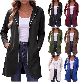 GOHRSHA Women's Zip Up Hoodie Tunic Sweatshirt, Oversized Long Fit