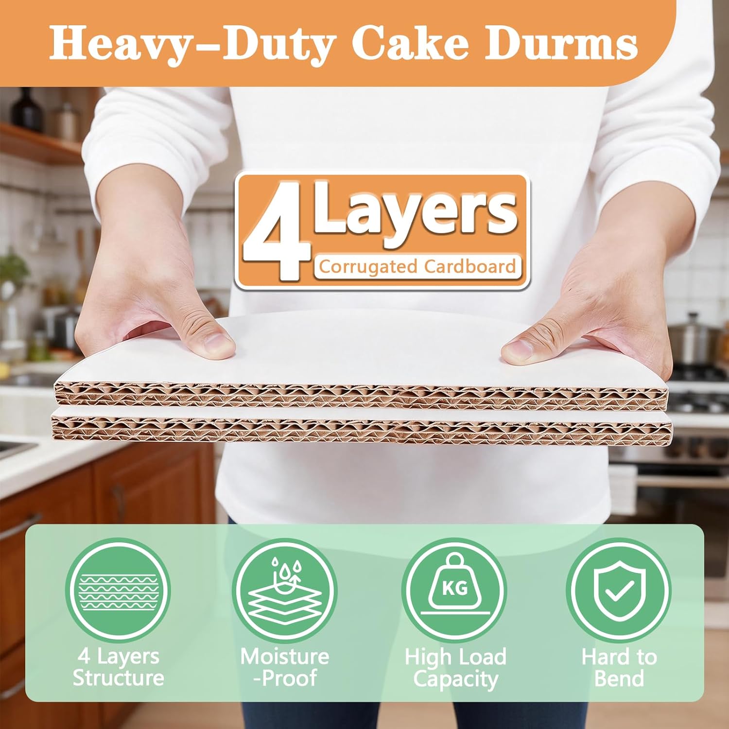 12PCS 12 Inch Round Cake Boards, Food-Grade 1/2" Thick Cake Drums, Greaseproof Cardboard Cake Rounds for Wedding Birthday Tiered Cakes & Bakery Display - Image 4