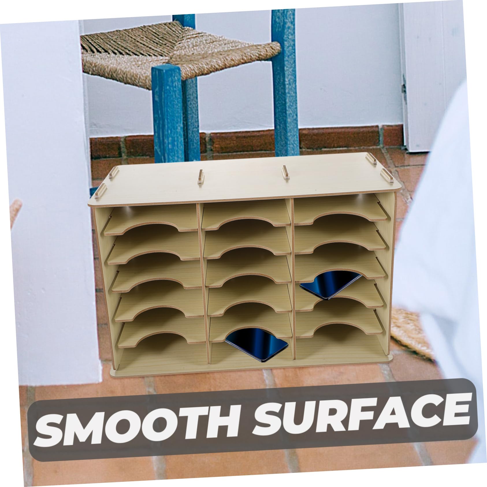STOBOK Porta Cellulare in Legno per Scrivania Organizer da Tavolo Scomparti Multipli Espositore per Telefono Cellulare Scatola Portaoggetti da Ufficio