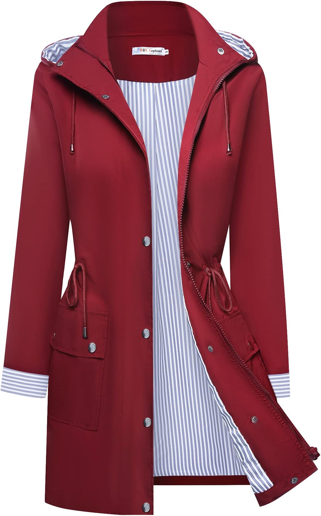 BBX Lephsnt Rain Coats for Women Waterproof Rain Jacket Lightweight Windbreaker Outdoor Hooded Trench Coat