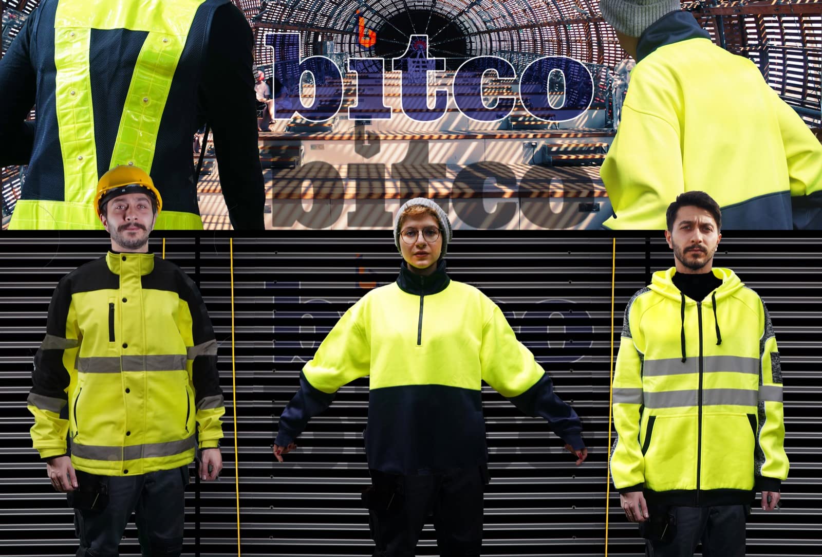 Bitco BTC50 Reflektierender Kapuzenpullover Sicherheitsjacke Sicherheitsweste Arbeitsmantel Arbeitskleidung Reflektierender Kapuzenwärmer HoodieGelb Outdoor Hoodie Outdoorjacke Radfahrer