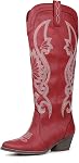 Hawkwell Cowboy Cowgirl Bottes Tir sur pointe d'orteil et de talon de bloc avec classique Brodé Botte Tall pour dames Robe Western Knee Haut Bottes pour femme