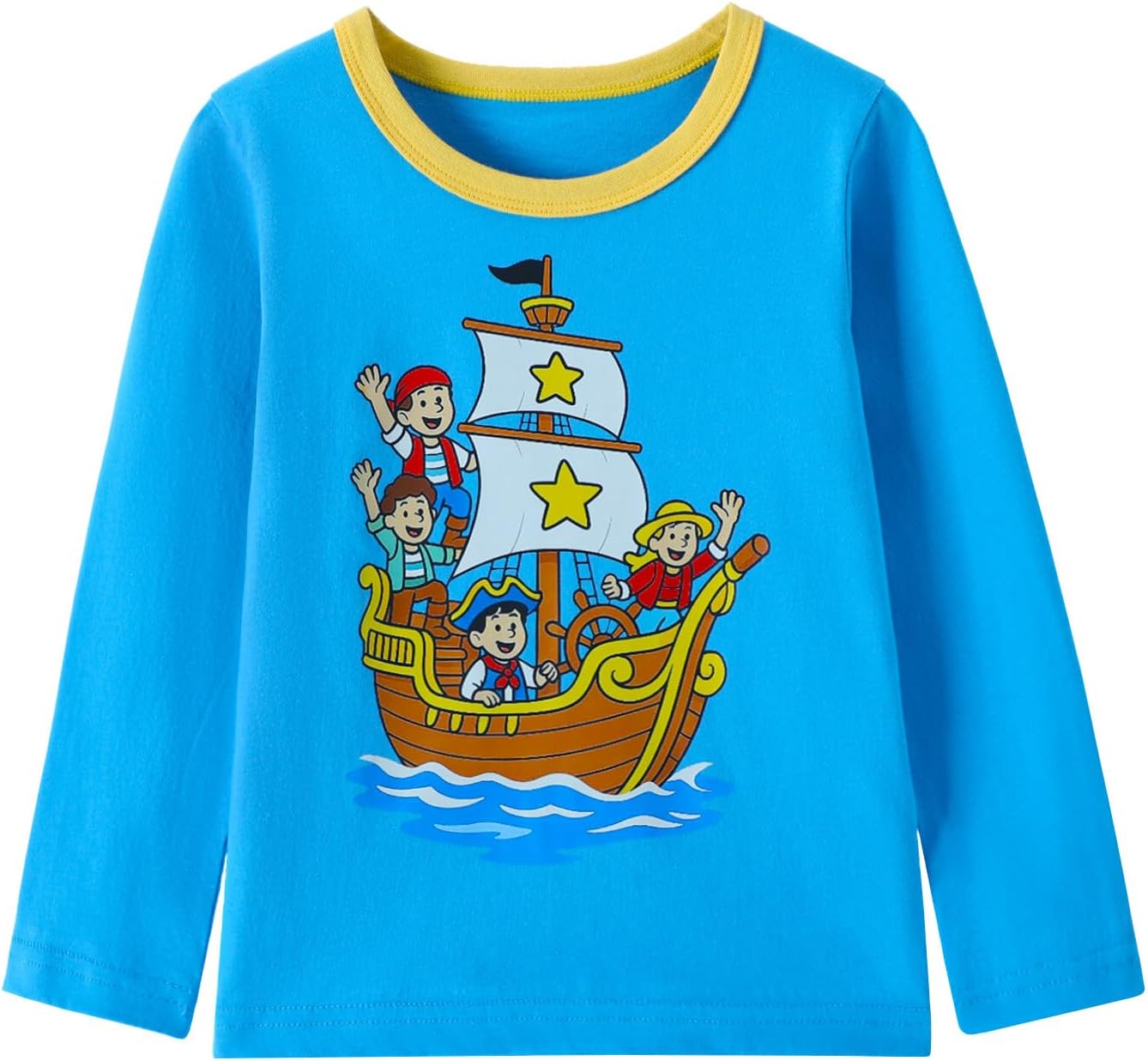 HILEELANG Toddler Boys Long Sleeve Shirts Graphic Cotton Casual Crewneck Tops, Fall Winter Layering Tees 3 Pack,2–7 Years - Image 5