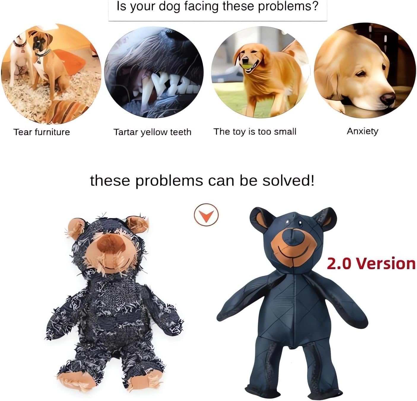 Unbreaka Bear Dog Toy 2025 アップグレード 不滅の犬のおもちゃ 2.0 壊れないクマの犬のおもちゃ 積極的