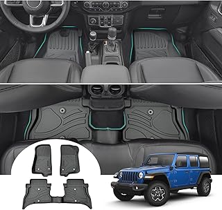 GAFAT Compatible avec Jeep Wrangler JL 4XE Plug-in Hybrid 2021-2024 2025 Tapis de Sol, Wrangler 4xe Tapis en TPE Scanner 3D Original, Bord Extra Haut 6-10 CM, Wrangler Accessoires [Pas pour Essence]