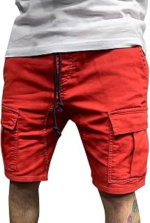 KJDWJKJRF Men's Running Shorts Cotton Shorts Large Sizes Lightweight Bermuda Shorts Chino Shorts Fabric Shorts Sport Relaxed Fit Hiking Camping Functional Trousers with Multi Pockets