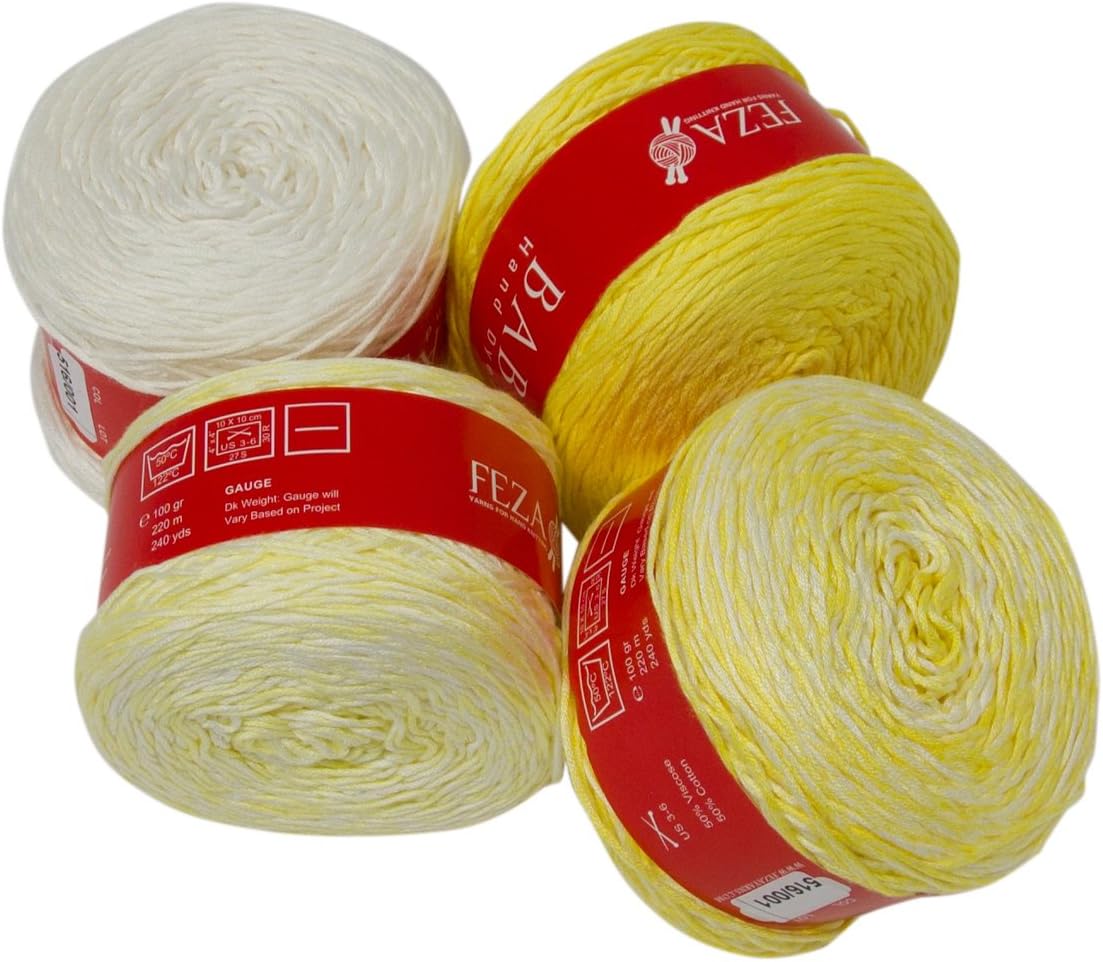 Feza Yarns Baby Blanket Kit, 50% Cotton 50% Viscose, Yellow Daisy Gradient, 960 Total YDS, (Color 516)