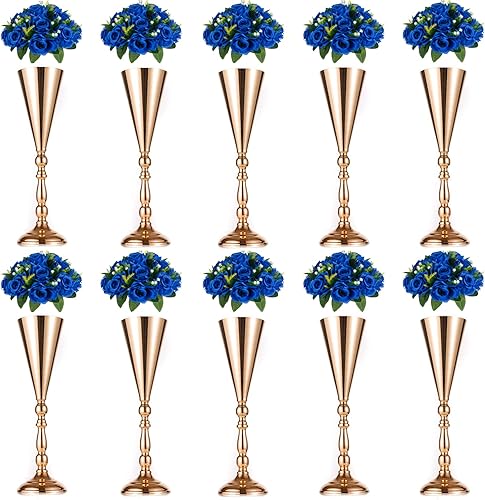 Miniatura 1 de NUPTIO Juego de 10 jarrones de boda y 10 flores artificiales para centros de mesa de boda