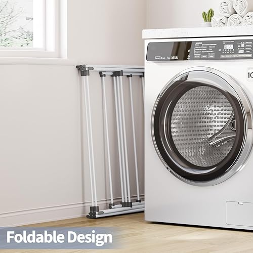 Miniatura 5 de APEXCHASER Tendedero plegable para ropa de 3 niveles, secadora de ropa plegable de metal para toalla de tela, almacenamiento compacto para ropa de