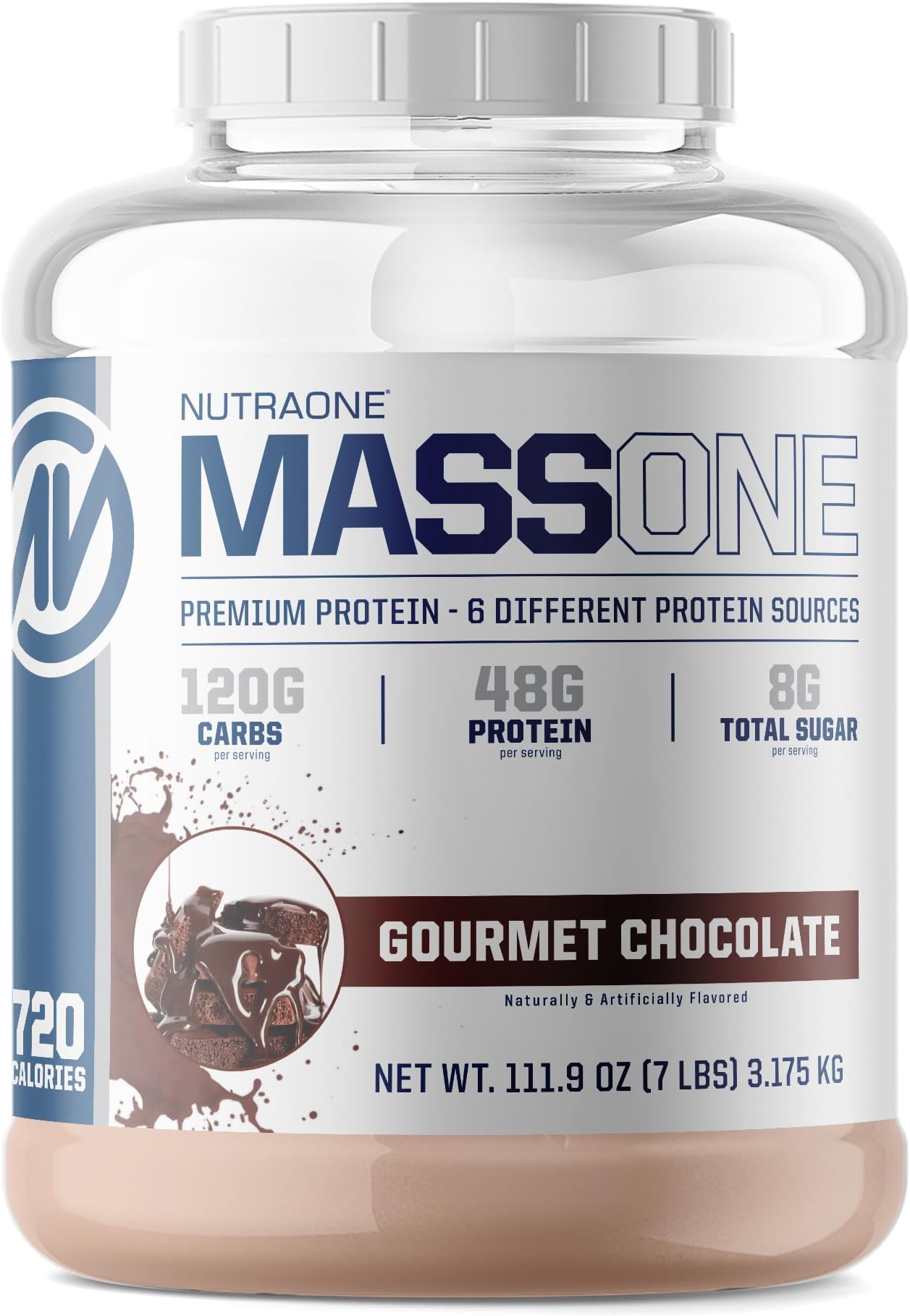 NutraOne Massone Mass Gainer Protein Powder Gain Weight Protein Meal Replacement (Gourmet Chocolate - 7 lbs.)