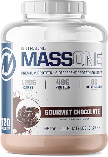Miniatura 10 de NutraOne Massone Mass Gainer Proteína en polvo – Gain Mass Protein Meal Replacement (mantequilla de maní de chocolate - 7 libras)