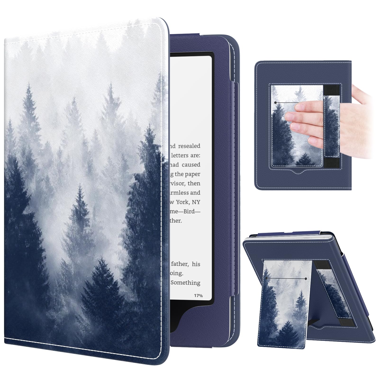 Case for 7"/6.8" Kindle Paperwhite(12th/11th Generation-2024/2021) and Kindle Colorsoft Signature Edition, Slim PU Shell Cover Case with Auto-Wake/Sleep for Kindle Paperwhite 2024, Gray Forest