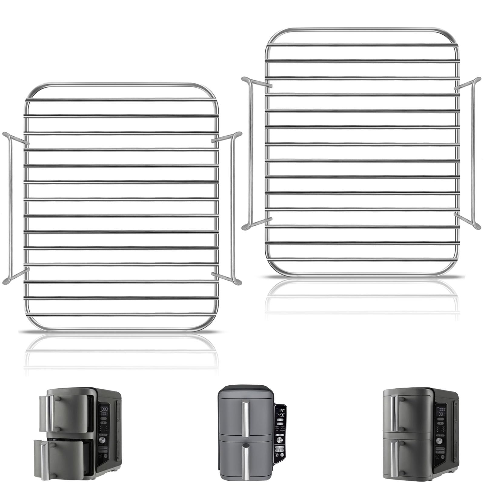 GWYXC 2PCS Stacked Meal Racks for Ninja SL400UKCP 9.5L Double Stack XL, Multi-Tier Air Fryer Wire Rack Replacement for Ninja SL400UK Accessories, Stainless Steel Roasting Grill Rack, Dishwasher Safe