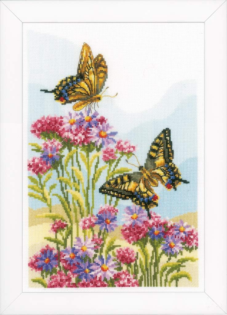 Vervaco Counted Cross Stitch Kit Swallowtails 10" x 14"