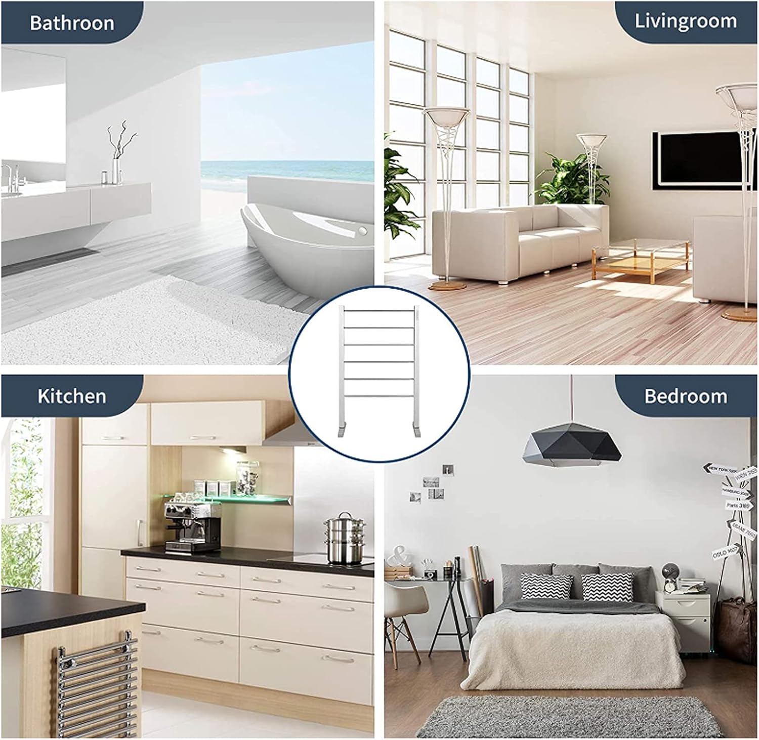 Towel Warmers Freestanding Wall Mounted,6-bar 100w Electric Plug in Heated Aluminum Alloy Towel Heater Rail Quick Towel Dryer (220V)