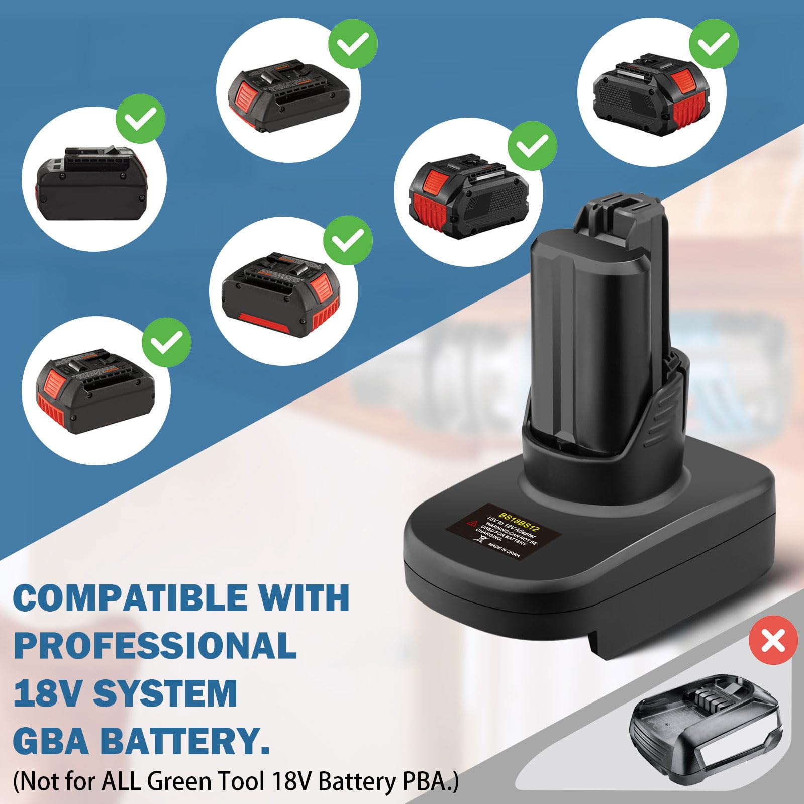 Adaptador de batería de 18 V a 12 V, convertidores de batería para herramientas eléctricas, convierte baterías para funcionar con dispositivos de 12 V