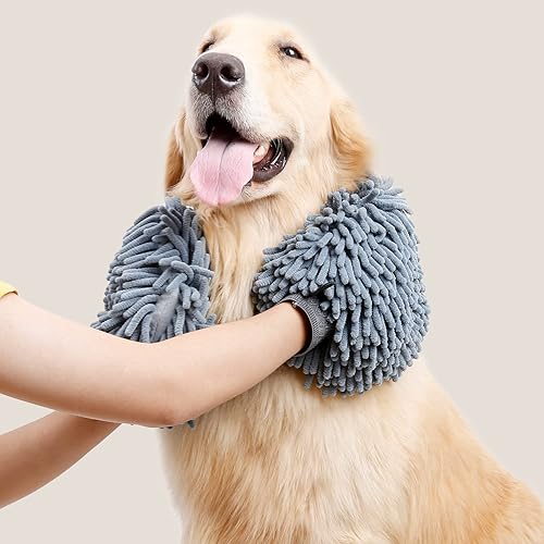 Miniatura 6 de DogLemi Dog Shammy Towels Glove Quick Drying Dogs paw Towel Chenille Microfiber Pet Dirty Dogs Grooming Mitt for Large Medium Small Pet Super