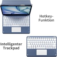 Vobafe iPad Air 13" és iPad Pro 12.9" Billentyűzetes Tok QWERTZ Trackpad Világítással - iPad Air 13 Zoll M3/M2, iPad Pro 12.9 Zoll, blue grey 5