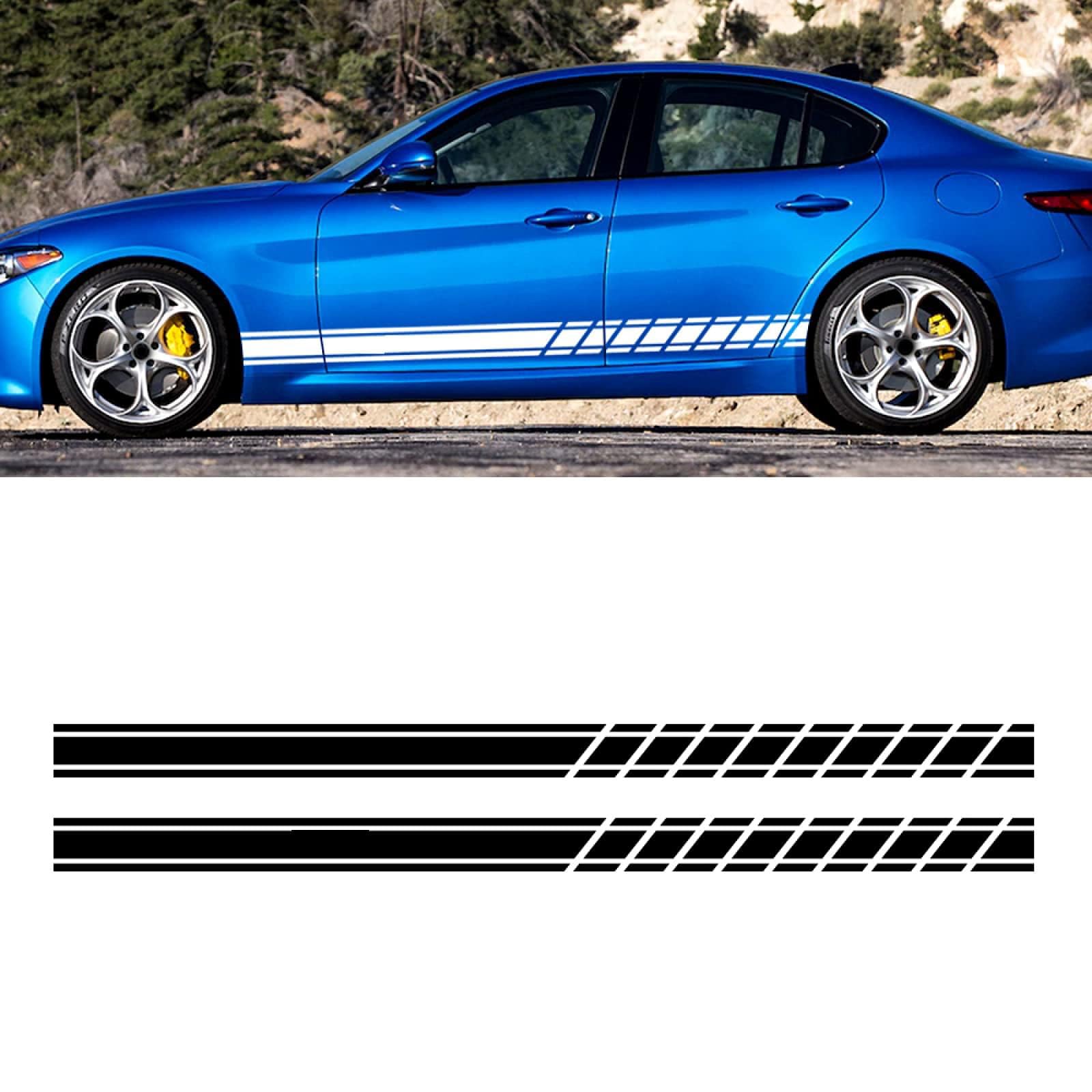 LzDQF Car Side Skirt Stickers stripe decal Decals,For Alfa Romeo Giulia Giulietta 159 156 Mito Stelvio 147 Sportiva Car Door Side Skirt Sticker Auto Body Decor Decals.,Red