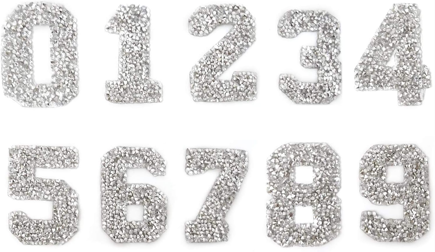 Honbay 10PCS Number 0-9 Rhinestone Patches Appliques Clothing Repair Decoration Patches for DIY Accessory