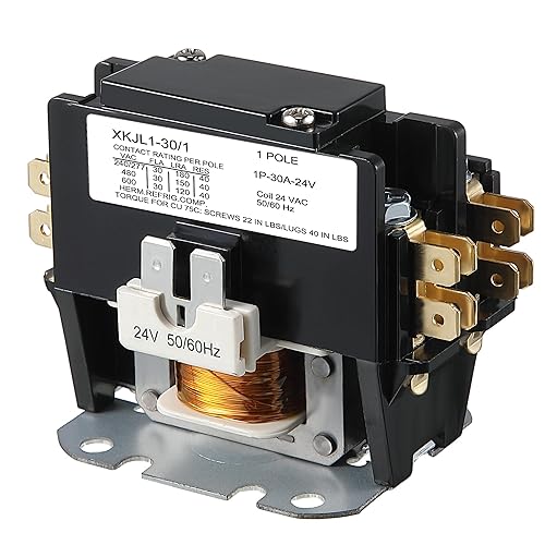 Dreyoo Contactor de Aire Acondicionado de Bobina de 24V 1 Polo, Contactor de Motor HVAC Carrier Certificado UL, Relé de Repuesto de Aire
