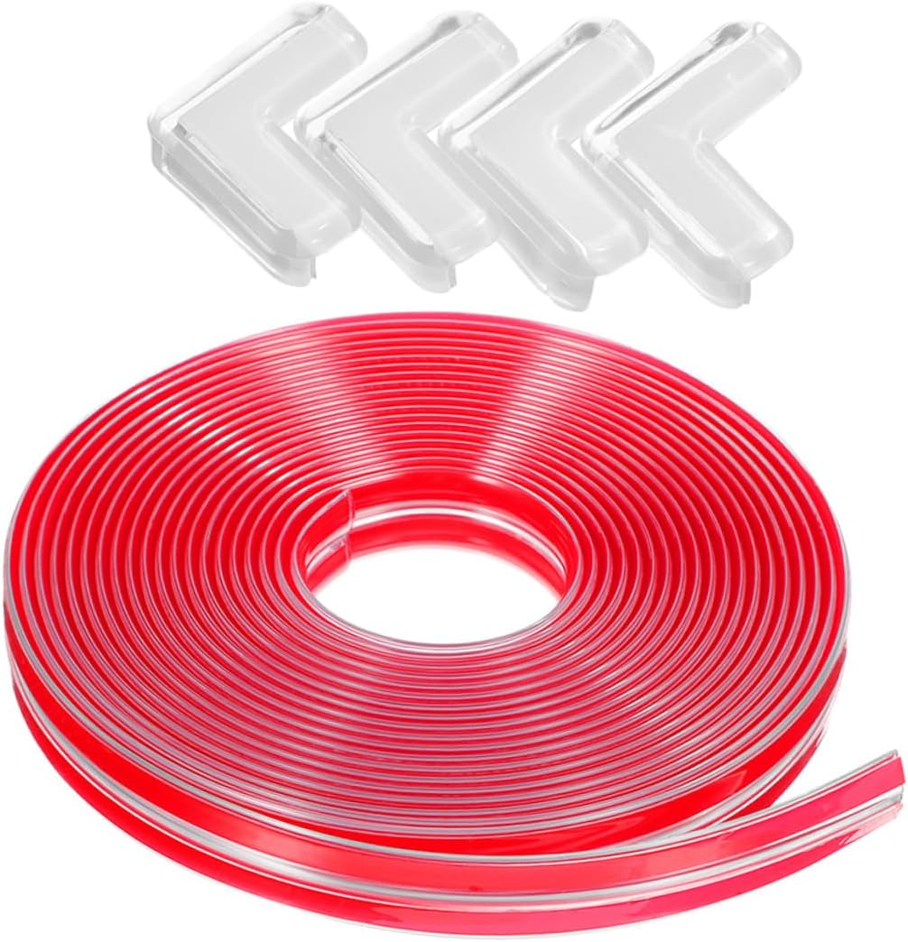 STOBAZA Safety Edge Protectors and Soft Corner Guards, 20mm Furniture Bumper Strip with 5m Tape and 4 Detachable Right-Angle Covers, Proofing for Tables and Cabinets