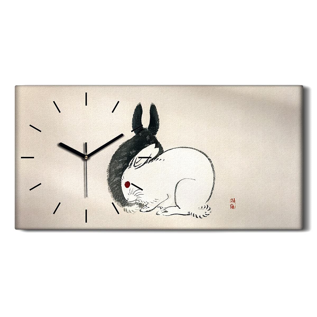 Horloge sur Toile Salon Décoration Moderne - Cadre Mural Animal Lapin 60x30