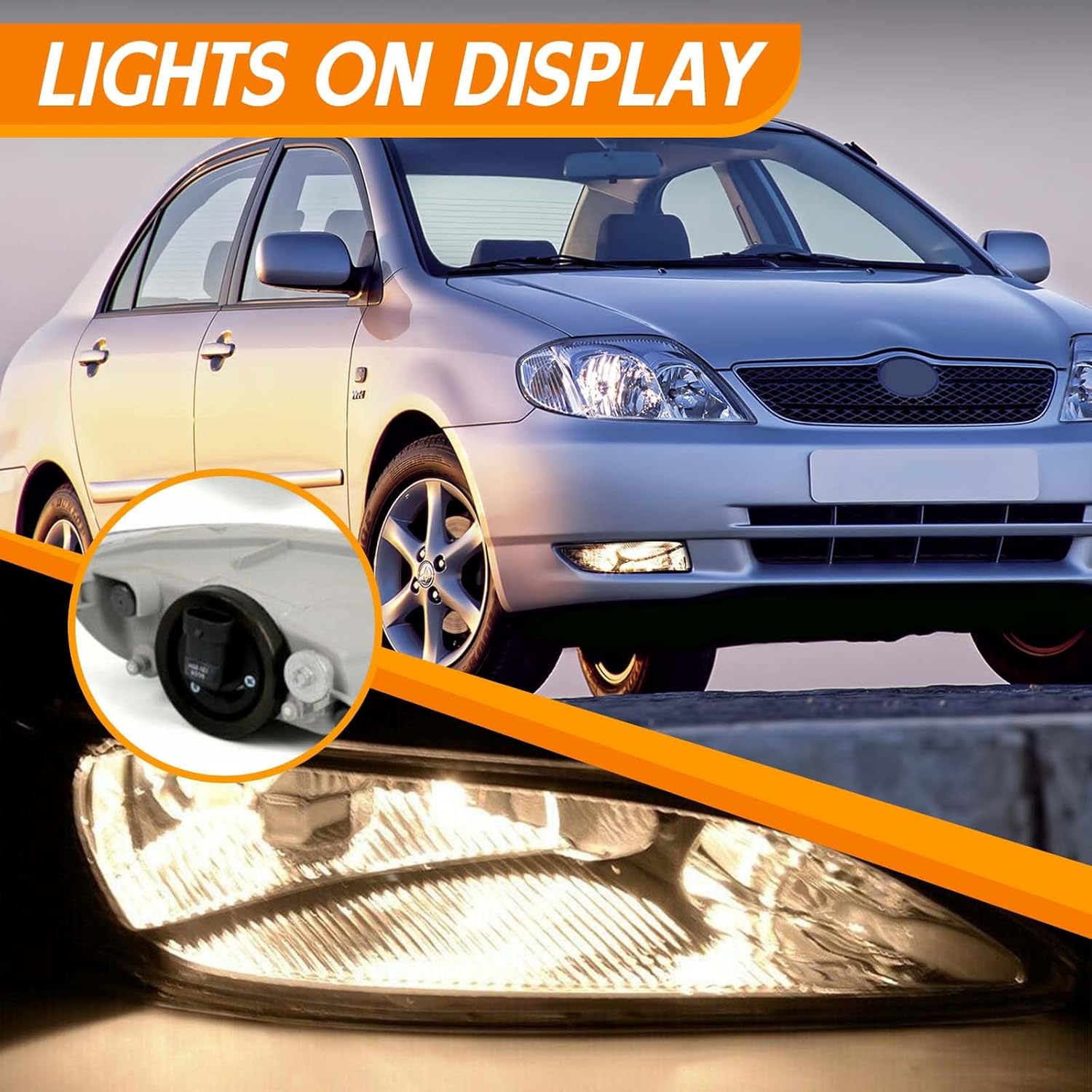 Fit 2002-2004 For Toyota Camry, 2005-2008 Corolla, 2002-2003 Solara Bumper Driving Left&Right Halogen Fog Light Lamp Clear Lens with Bulb without Wiring Switch