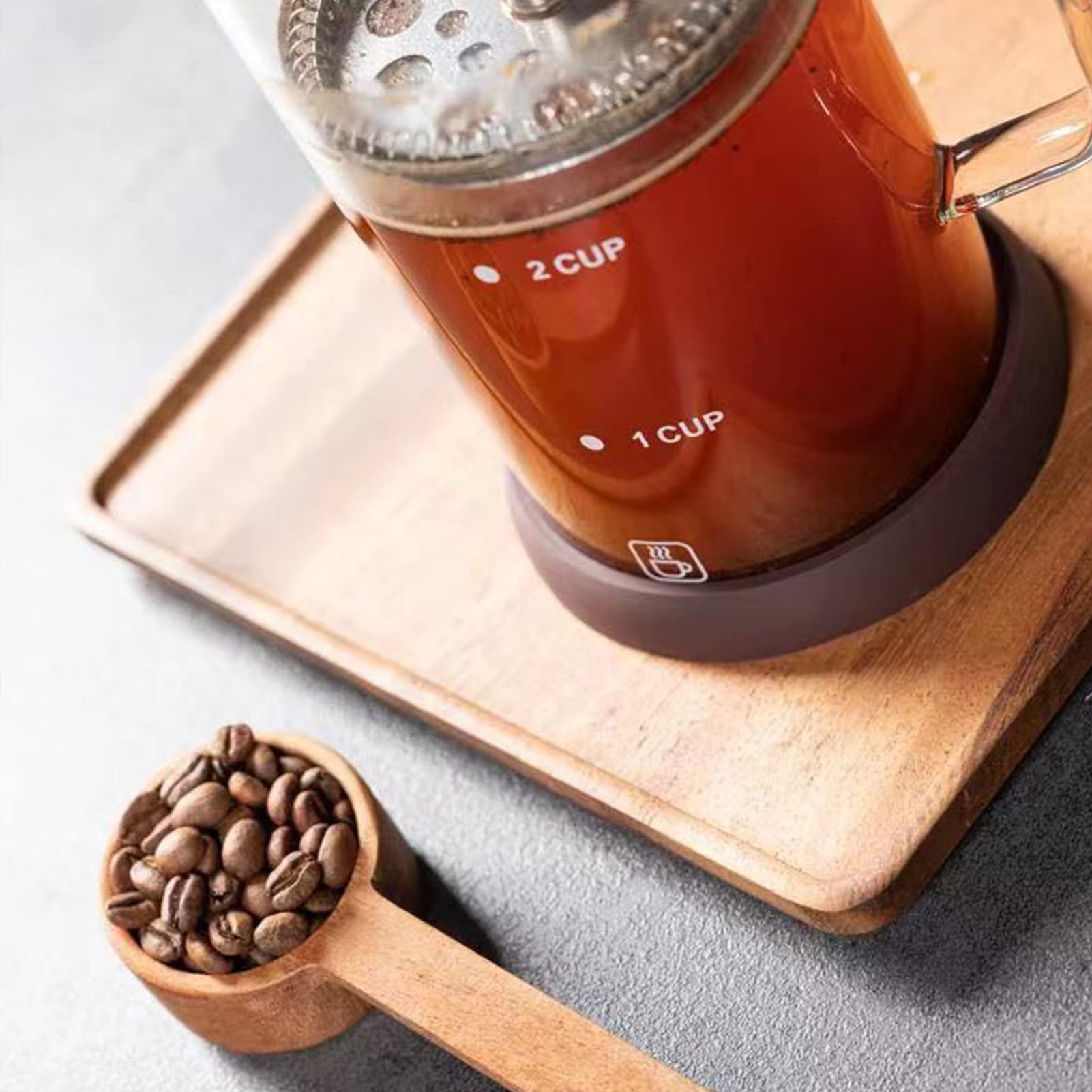 Cafetera Émbolo, Vidrio De Borosilicato 304 De Acero Inoxidable Transparente Cafetera Francesa Tetera Con Filtro De 3 Niveles, Resistente Al Calor Duradera, Para Camping Regalos De Viaje, Fácil De Li